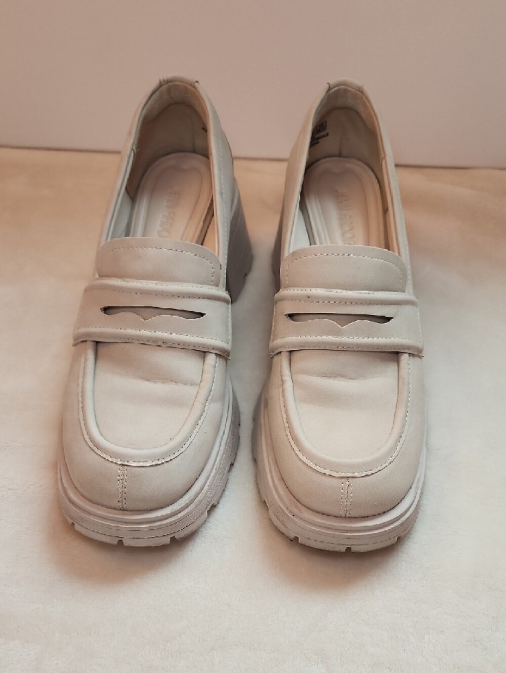Chunky Cream Suede Loafers - Picture 4 of 10
